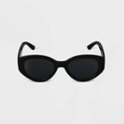 Women's Plastic Oval Sunglasses - A New Day Black