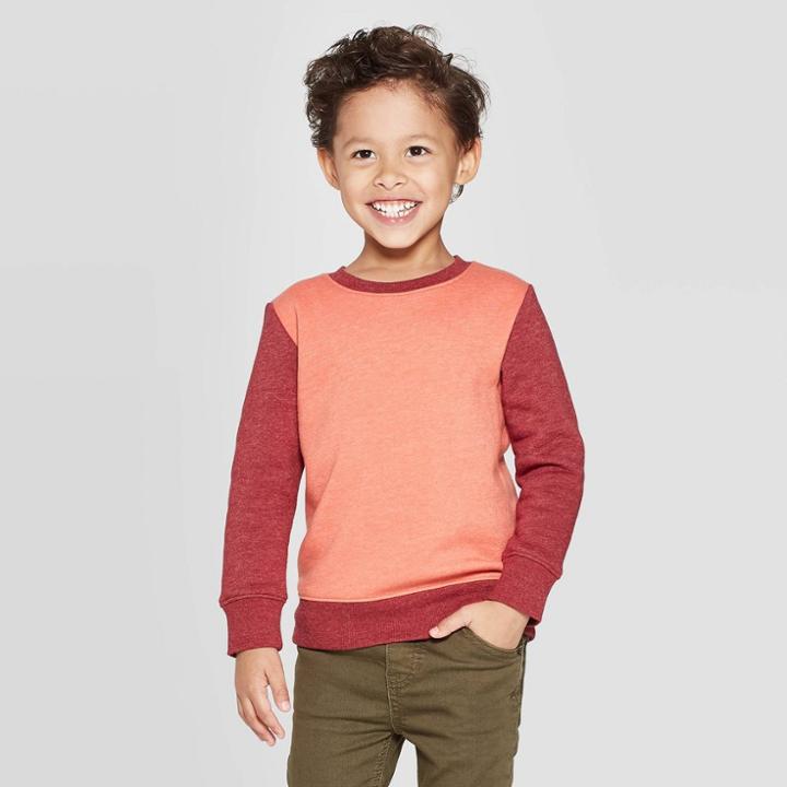 Toddler Boys' Fleece Raglan Sleeve Crew Sweatshirt - Cat & Jack Orange