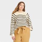 Women's Plus Size Crewneck Pullover Sweater - Who What Wear Cream Striped 3x, Ivory