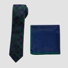 Men's Draper Blackwatch Tie And Pocket Square Set - Goodfellow & Co Green One Size,