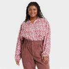 Women's Plus Size Balloon Long Sleeve Poet Blouse - Universal Thread Pink Floral