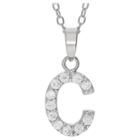 Journee Collection 1/5 Ct. T.w. Round-cut Cz Initial Pave Set Pendant Necklace In Sterling Silver - Silver, C (18), Girl's, Size: Small, Silver