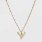 Bull Head Motif Pendant Necklace - Wild Fable Gold