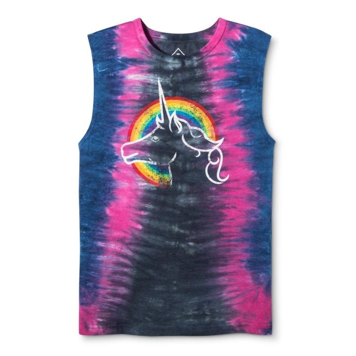 Well Worn Pride Adult Unicorn Dyed Muscle Tank Top - Space Gray M, Adult Unisex