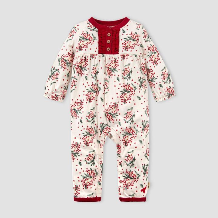 Burt's Bees Baby Baby Girls' Organic Cotton Berry And Bright Jumpsuit - White