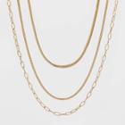 Round Flat Snake Chain Necklace - A New Day Gold