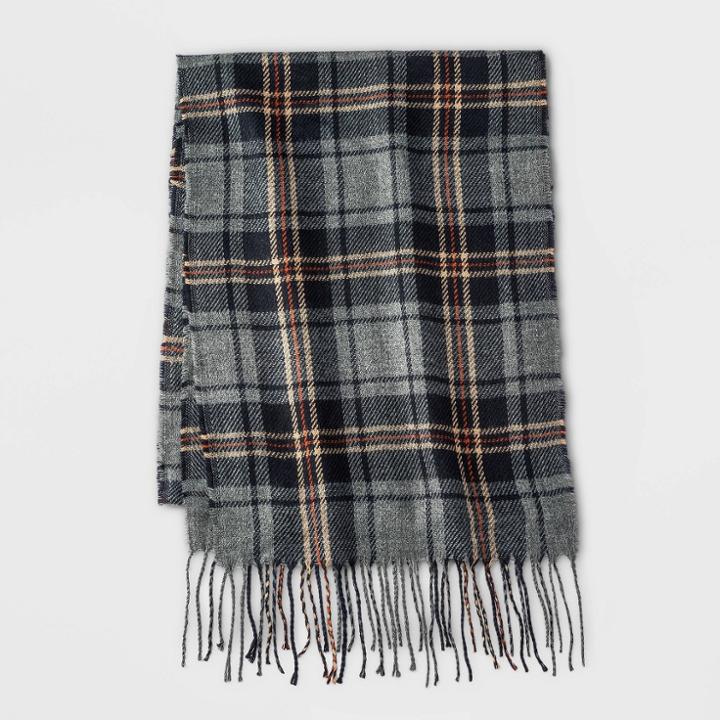 Men's Plaid Woven Scarf - Goodfellow & Co Navy