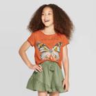 Girls' Short Sleeve Graphic T-shirt - Art Class Brown