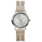 Women's Analog Watch With Silver Tone Frame And Laser Cut Strap - Silver & White - Xhilaration