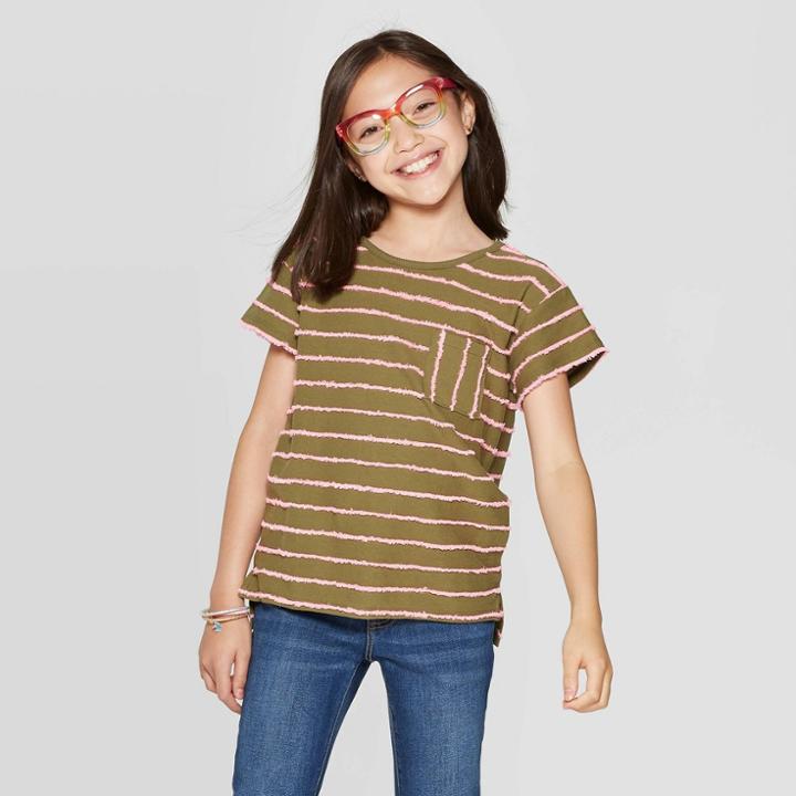 Girls' Short Sleeve T-shirt - Cat & Jack Spring Olive