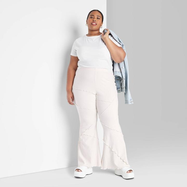 Women's High-waisted Ribbed Flare Leggings - Wild Fable Almond