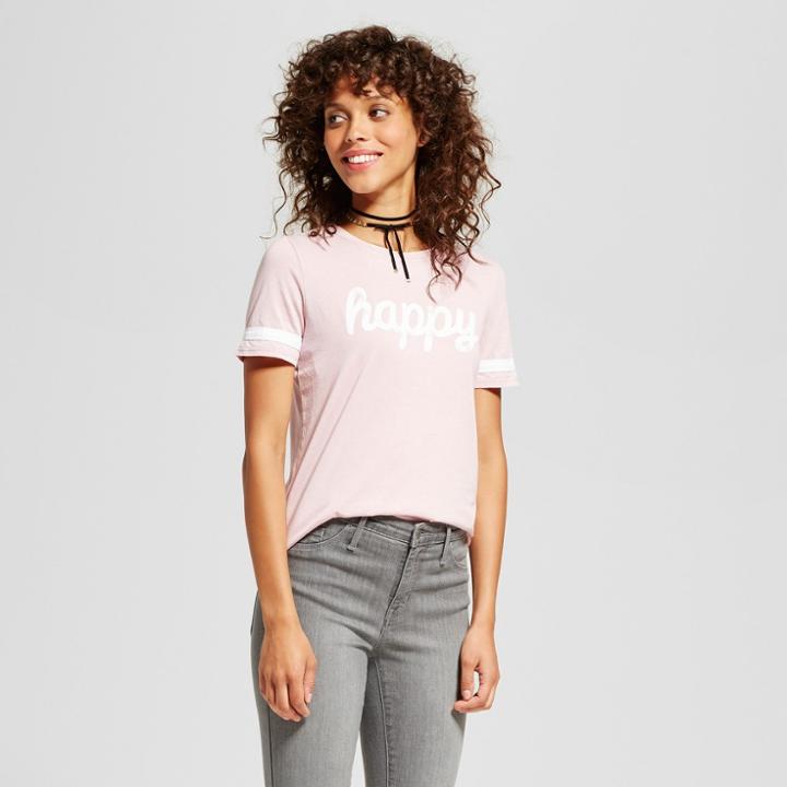 Women's Short Sleeve Happy Graphic T-shirt - Grayson Threads (juniors') Gray