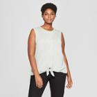 Women's Plus Size Tie Front Tank - Ava & Viv Heather Gray 3x, Light Heather Gray