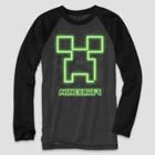 Boys' Minecraft Creeper Long Sleeve Graphic T-shirt - Charcoal Heather/black