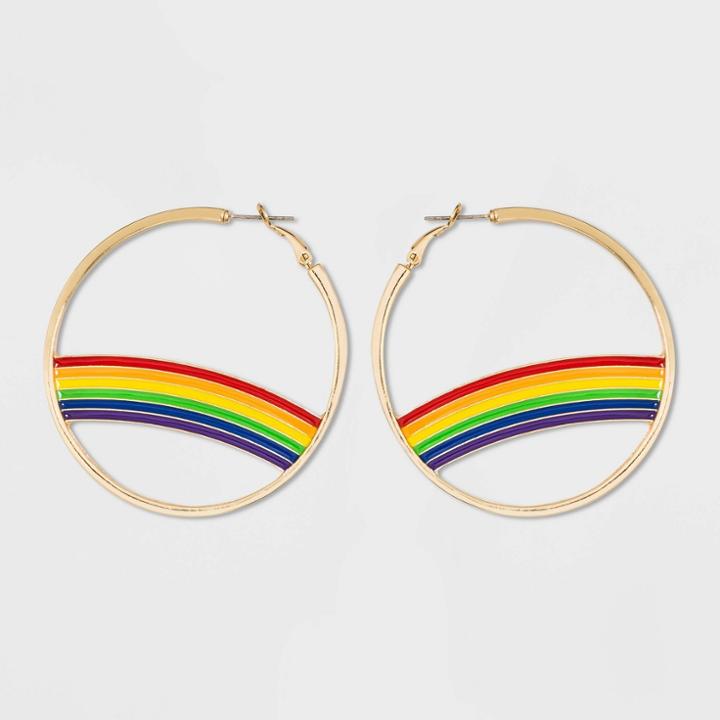 Target Rainbow Detail Hoop Earrings - Wild Fable Gold, Women's