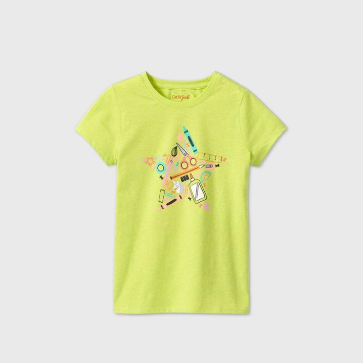 Girls' Short Sleeve School Supplies Star Graphic T-shirt - Cat & Jack Bright