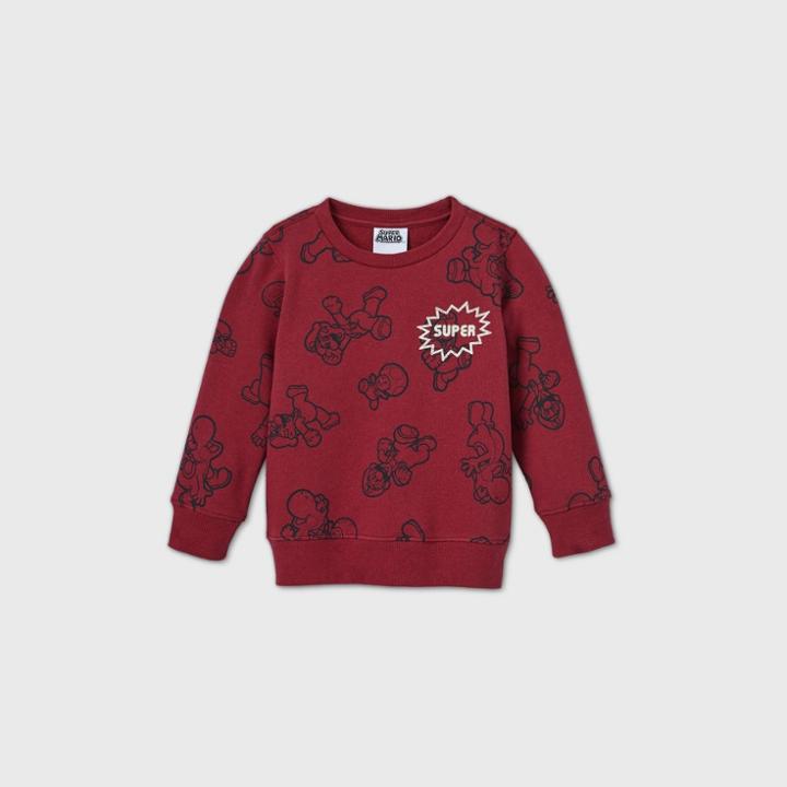 Toddler Boys' Nintendo Super Mario Fleece Pullover - Burgundy