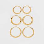 14k Gold Plated Trio Hoop Earring Set - A New Day Gold