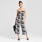 Women's Tropical Print Strapless Jumpsuit - Necessary Objects Black