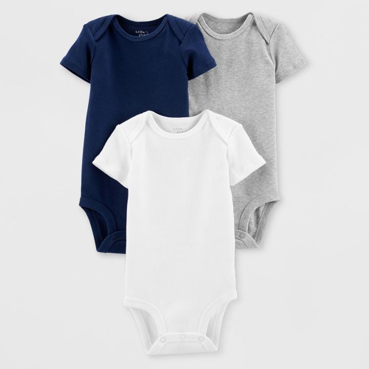 Little Planet By Carter's Baby Boys' 3pk Bodysuits - Blue/white/gray