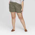 Women's Plus Size Mid-rise Pull On Shorts - Universal Thread Olive (green)