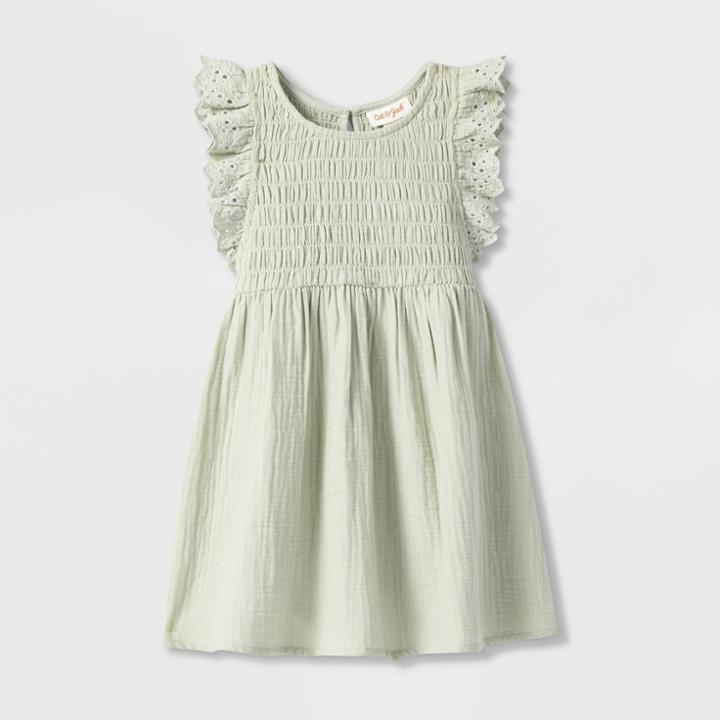 Toddler Girls' Smocked Puff Sleeve Dress - Cat & Jack Green