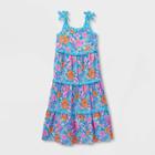 Girls' Sleeveless Mixed Media Tiered Maxi Dress - Cat & Jack Turquoise