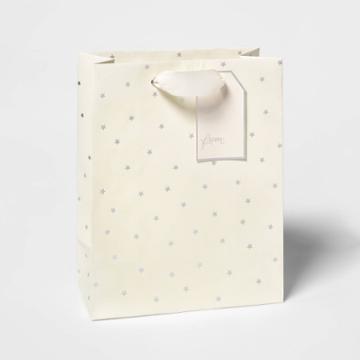 Cream With Silver Stars Cub Gift Bag - Sugar Paper , Beige
