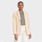 Women's Striped Clinched Waist Blazer - Who What Wear Cream