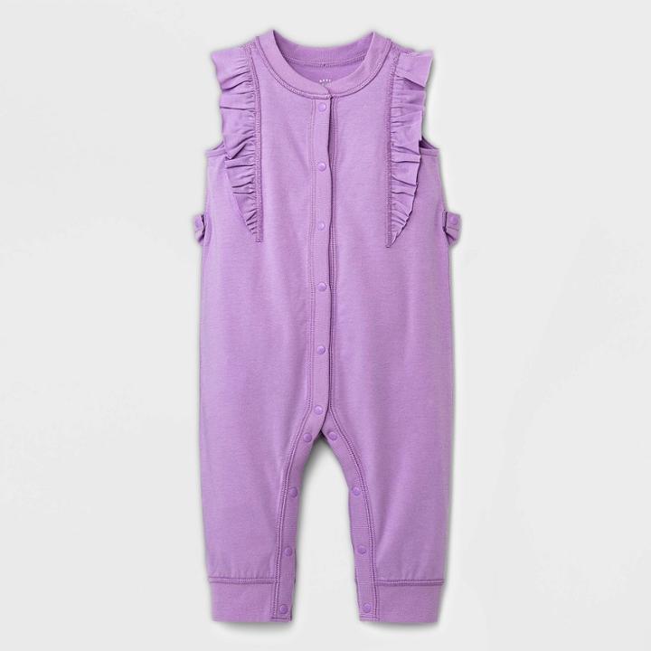 Baby Adaptive Ruffle Snap Romper - Cat & Jack Purple