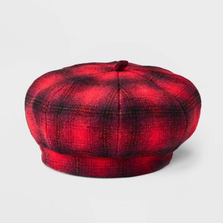 Girls' Buffalo Plaid Beret Hat - Cat & Jack , One Color