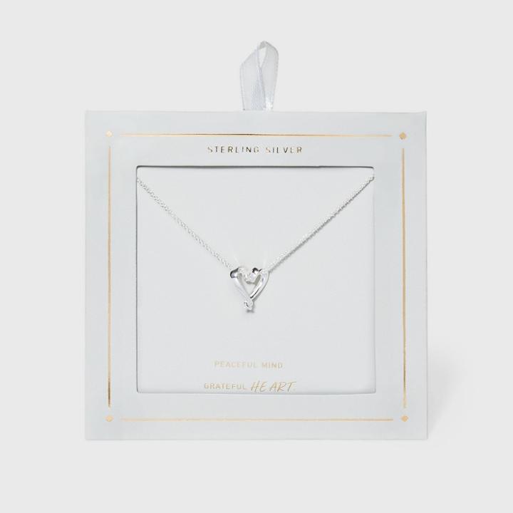 No Brand Sterling Silver Open Heart Necklace -