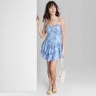 Women's Sleeveless Tiered Fit & Flare Dress - Wild Fable Light Blue Floral