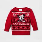 Baby Boys' Disney Mickey Mouse Santa Ugly Sweater - Red