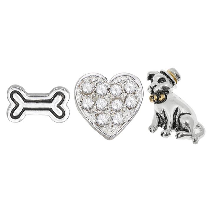 Treasure Lockets 3 Silver Plated Charm Set With The King Of The House Theme - Silver, Women's
