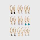 Cube Charms Hoop Earring Set 9pc - Wild Fable , Black/gold/gray