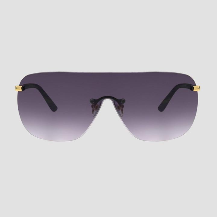 No Brand Women's Polarized Shield Plastic Metal Combo Sunglasses - Black/gold, Women's, Size: Small, Black/gold/grey