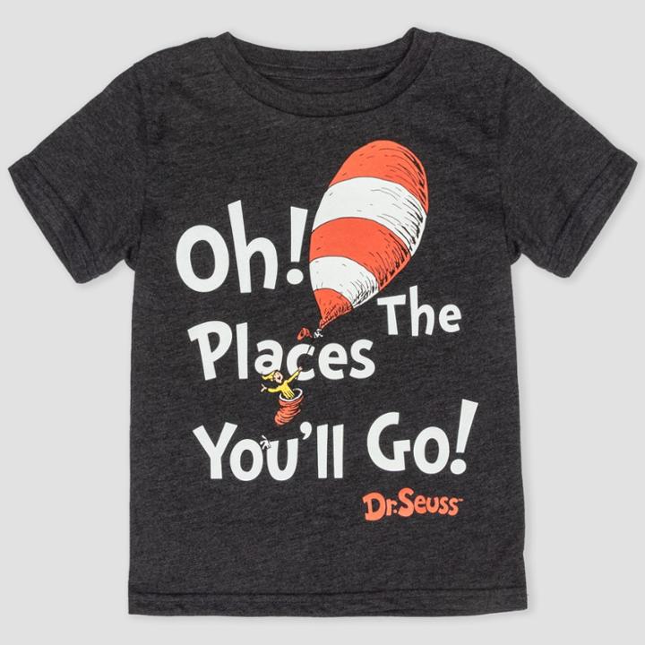 Toddler Boys' Dr. Seuss 'oh! The Places You'll Go!' Short Sleeve T-shirt - Charcoal
