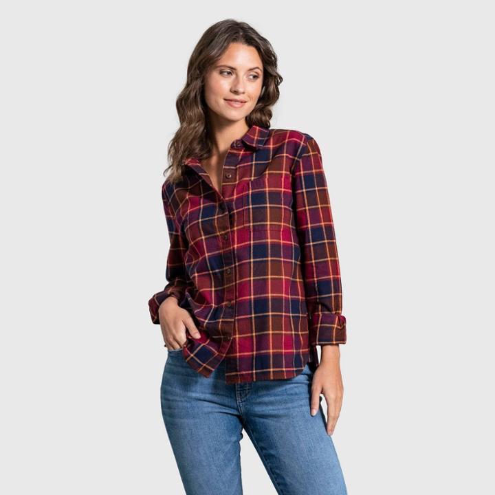 United By Blue Women's Organic Flannel Button-down Shirt - Bitter Chocolate/plaid