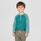 Toddler Boys' Long Sleeve Henley Shirt - Cat & Jack Green
