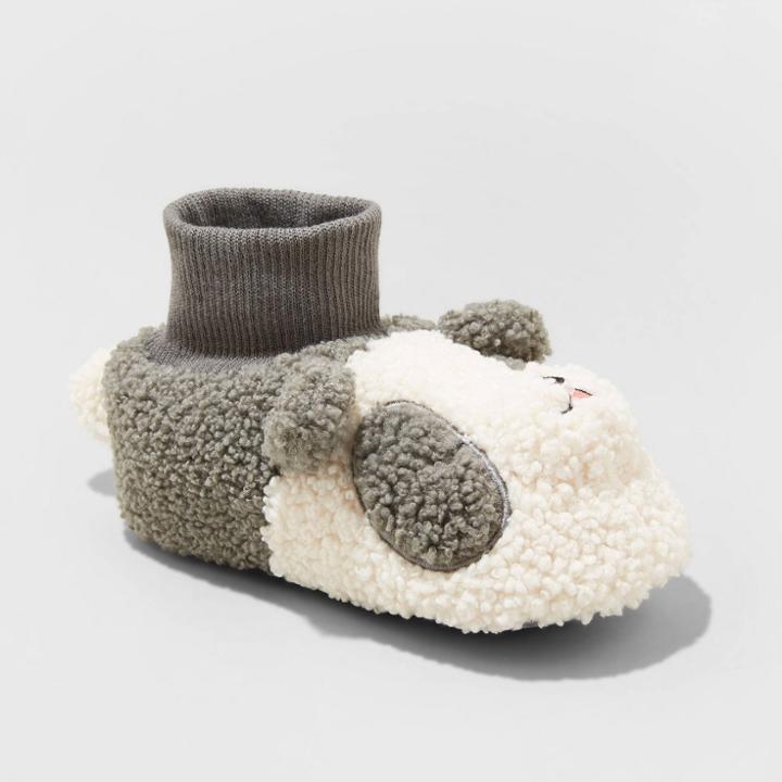 Toddler Girls' Ari Panda Slippers - Cat & Jack Charcoal Gray