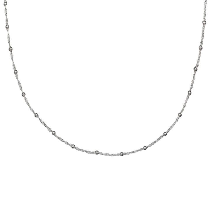 Target Women's Singapore Chain With 2mm Beads In Sterling Silver (18),