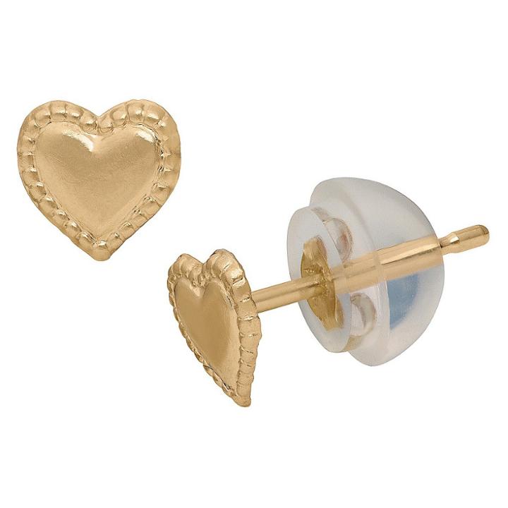 Tiara Kid's Heart Earrings In 14k Yellow Gold, Women's, Size: Small, Gold/yellow