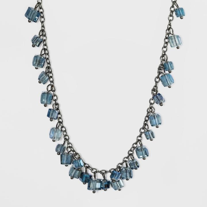 Long Glass Beaded Necklace - A New Day Blue,