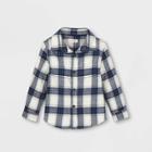 Toddler Boys' Flannel Long Sleeve Button-down Shirt - Cat & Jack Navy