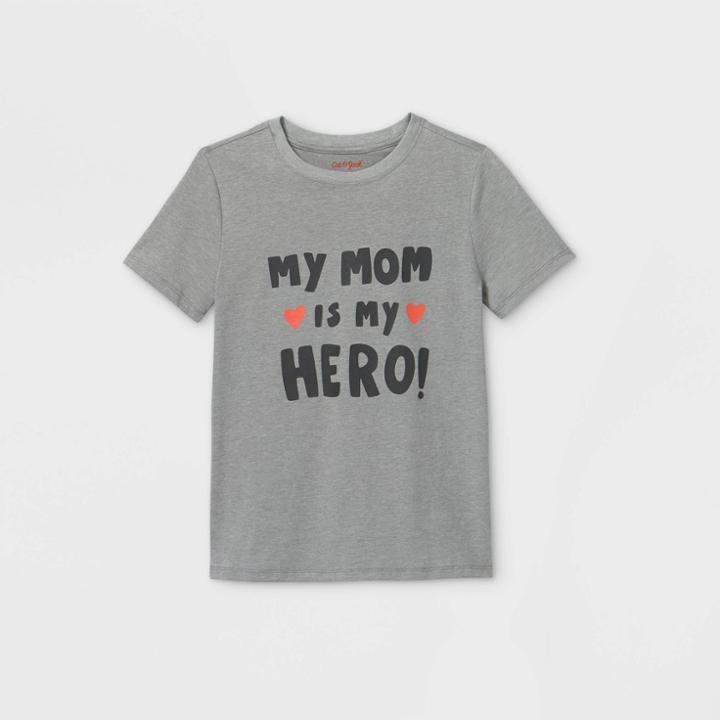 Boys' Short Sleeve 'my Mom Is My Hero' Graphic T-shirt - Cat & Jack Gray