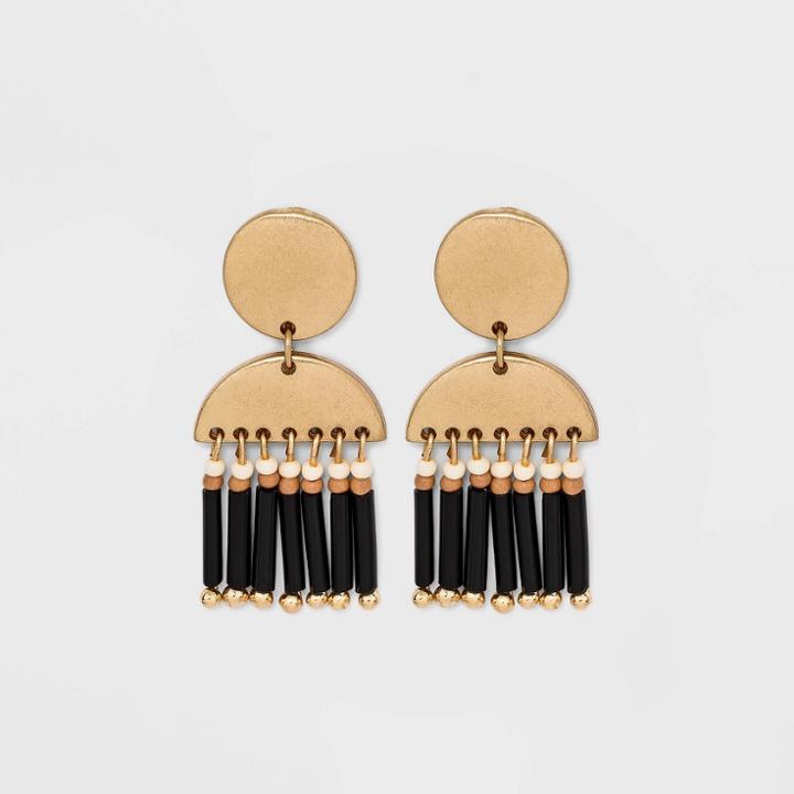 Thread Seed Bead Linear Earrings - Universal Thread Black