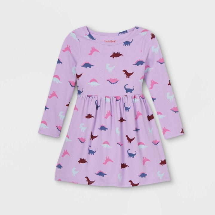 Toddler Girls' Knit Long Sleeve Dress - Cat & Jack Purple