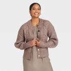 Women's Metal Button Cardigan - A New Day Brown