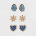 Sugarfix By Baublebar Druzy Stud Earring Set - Blue, Women's
